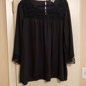 Eye Shadow black lace detail shirt
